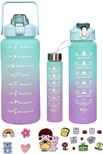 3pcs Colourful Water Bottle Set - Random Color