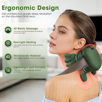Advanced Trapezius Neck & Shoulder Massager with Heat – Smart Deep Kneading Therapy Device