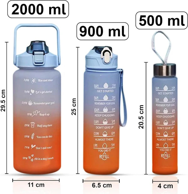 3pcs Colourful Water Bottle Set - Random Color